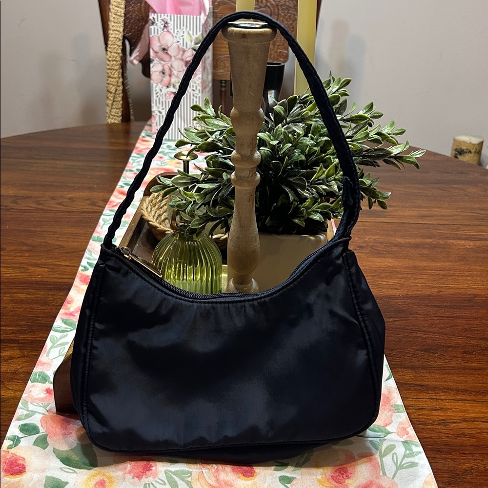 Lovevook Navy Blue Satin finish Nylon Hobo Shoulder Bag